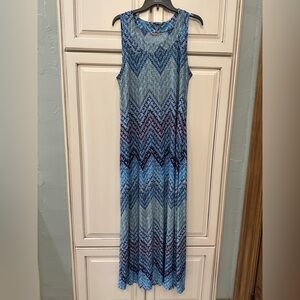 Blue Chevron Sleeveless Maxi Dress